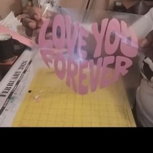 Pink Or Blue Vinyl Iron On 'Love You Forever' Decals 8x10 Made To Order